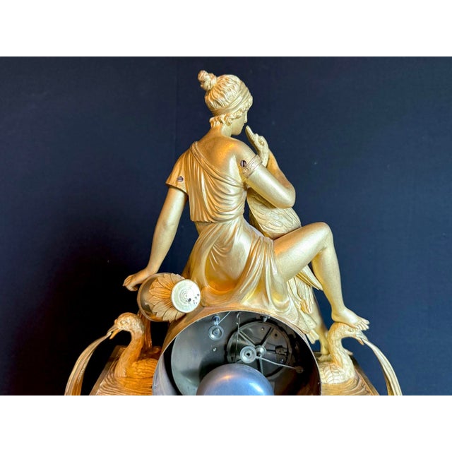 1800 French Artisan Empire Gold Bronze Mantel Clock For Sale - Image 14 of 18