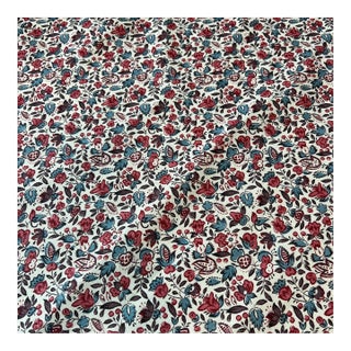 Namay Samay Vasant Floral Print Linen Fabric- 2 1/2 Yards For Sale