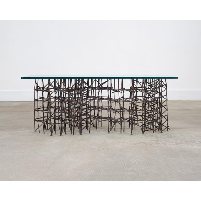 Marc Weinstein Attributed Brutalist Welded Nails Cocktail Table For Sale - Image 18 of 18