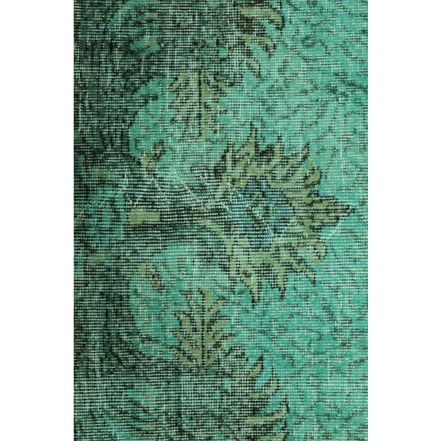 Traditional Vintage Zeki Müren Rug in Turquoise With Green Floral Medallion | Rug & Kilim For Sale - Image 3 of 7