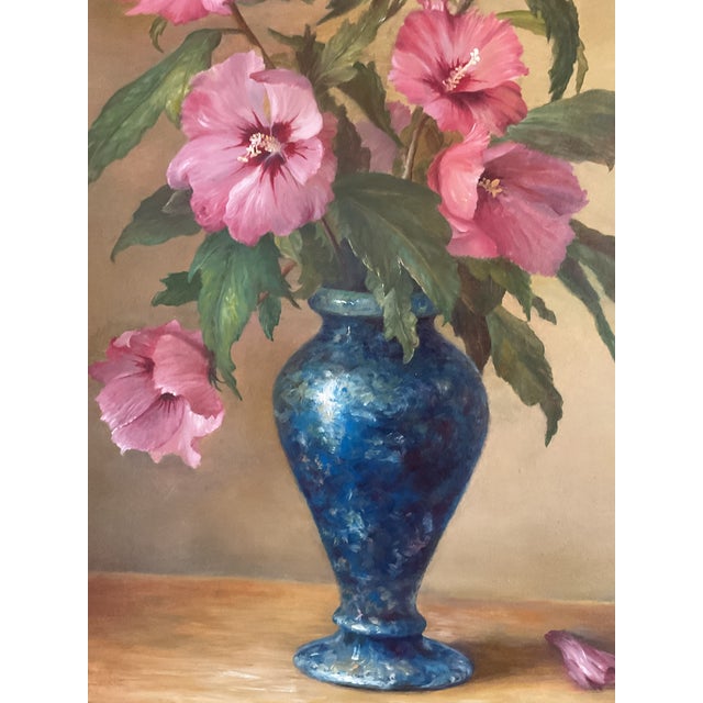 Mid 20th‑Century Vase With Flowers — Rich Classical Still Life Oil on Board, Signed For Sale - Image 12 of 15