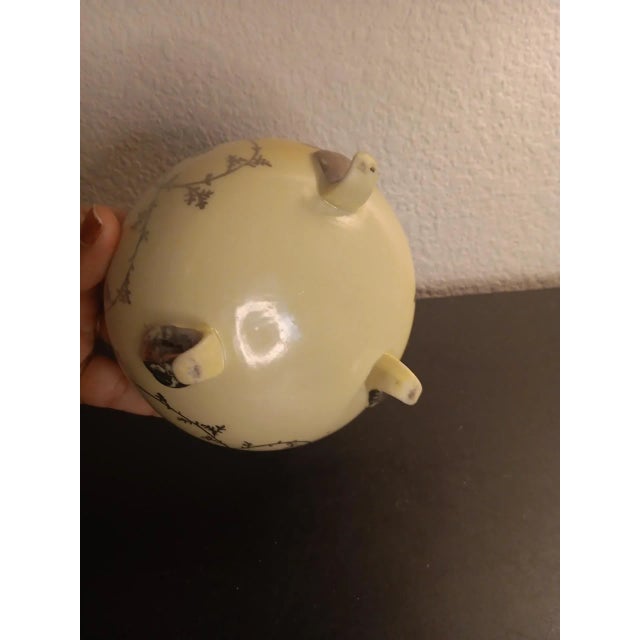 1920 Silver Overlay Porcelain Footed Lotus Vase For Sale In Dallas - Image 6 of 7