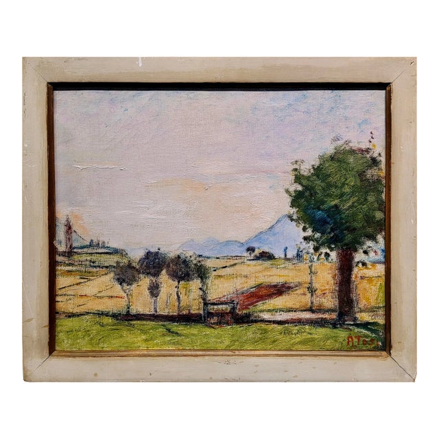 Arturo Tosi -1940s Northern Italy Countryside Summer Landscape -Oil Painting For Sale