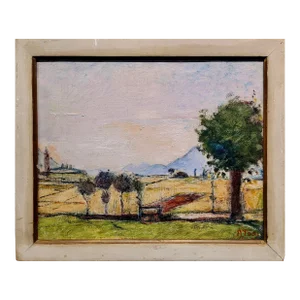 Arturo Tosi -1940s Northern Italy Countryside Summer Landscape -Oil Painting