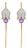 Silver, Gold Lily Flower Earrings With Amethyst Briolettes, Pair For Sale