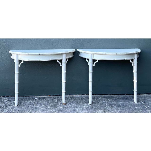 Infuse your interior with the quintessential elegance of Palm Beach chic with this stunning pair of vintage faux bamboo...