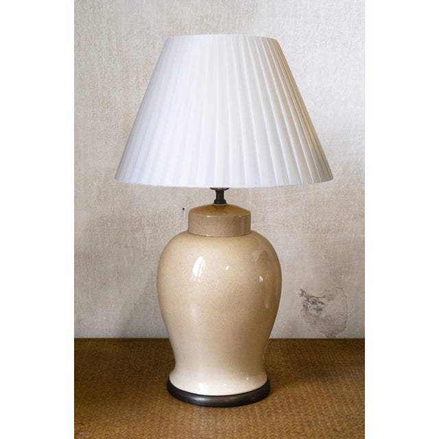 English Craquelé Glazed Ceramic Table Lamps, 1970s, Set of 2 For Sale - Image 6 of 7