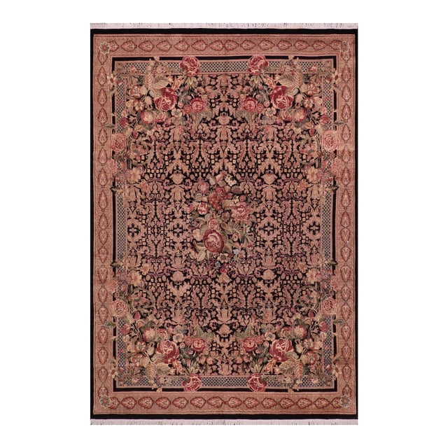 Art Nouveau 1990's Pak-Persian Black/Brown Wool Rug - 8'1'' X 10'10'' For Sale