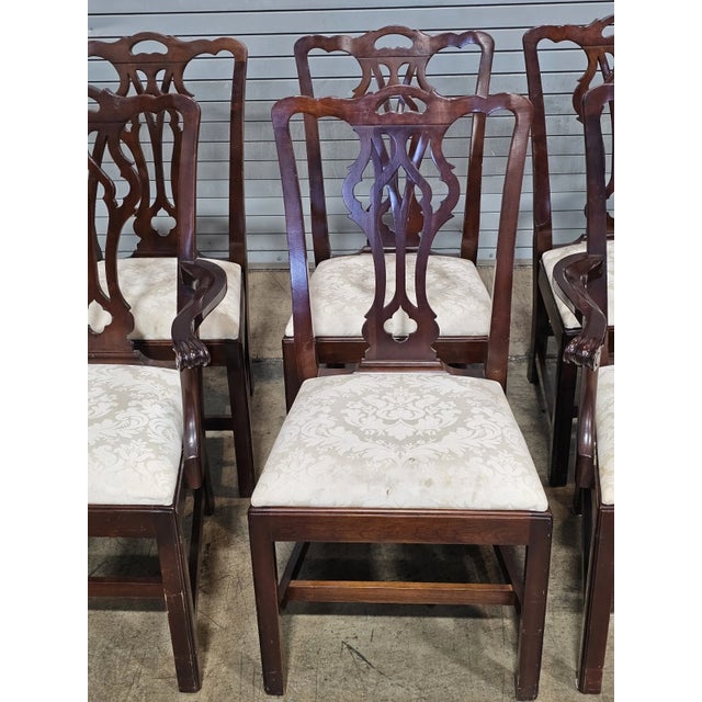 Late 20th Century Set of 6 Late 20th Century Statton Chippendale Solid Cherry Dining Chairs Old Towne Maryland Made For Sale - Image 5 of 14