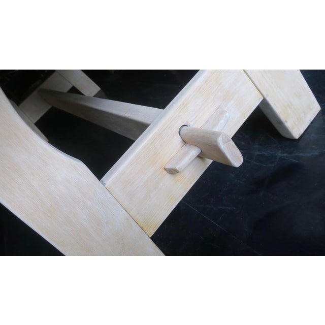 Large farmhouse dining table in solid limed oak, 1940s-50s, probably Spanish.