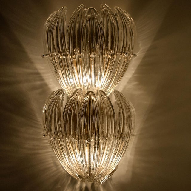 Glass Leaves and Brass Wall Lights attributed to J. T. Kalmar, 1960s, Set of 2 For Sale - Image 6 of 18