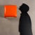 Set of five wall or ceiling lamps made of white and orange plastic. In good overall condition, with some small cracks on...