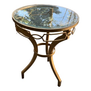 1980s Arteriors Modern Gold Leaf Finished Cinched Waist Side Table For Sale