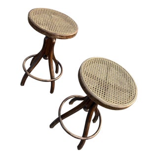 Early 20th Century Cane Stools- a Pair For Sale
