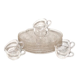 Vintage Federal Glass Homestead Wheat Snack Set Service for 6 - 12 pcs For Sale