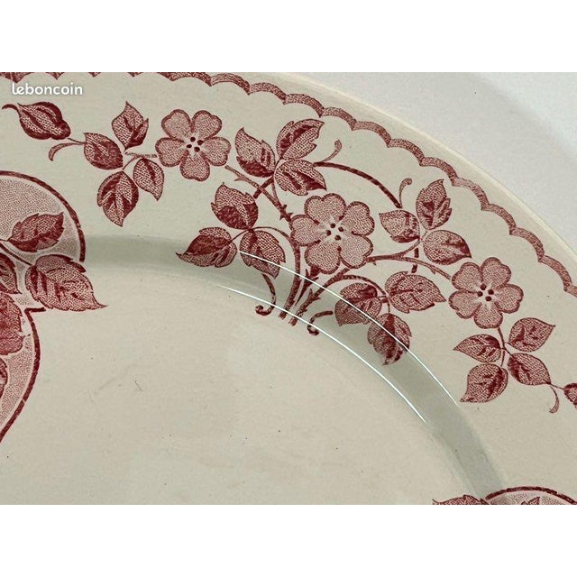 Antique Terre De Fer Dinner Plates with Biarritz Pattern from U&C Sarreguemines, 1900s, Set of 6 For Sale - Image 4 of 7