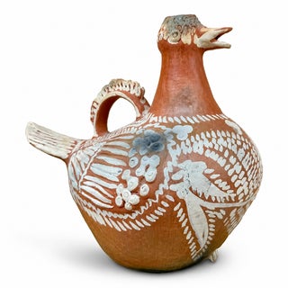 Mexican Hand Crafted Folk Art Ceramic Ewer For Sale