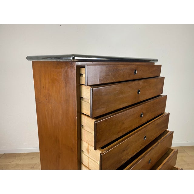 Black Vintage Bauhaus-Style Wooden and Steel Chest of Drawers, 1960s For Sale - Image 8 of 9