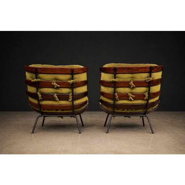 Pair of “Costela” Armchairs in Brazilian Hardwood & Olive Mohair, by Martin Eisler, Brazil, 1956 For Sale In New York - Image 6 of 18