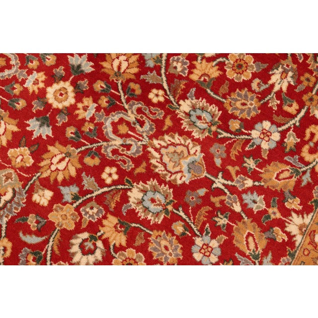 Shabby Chic 1990's Floral Pak-Persian Red/Beige Wool Rug - 6'1'' X 9'2'' For Sale In New York - Image 6 of 9