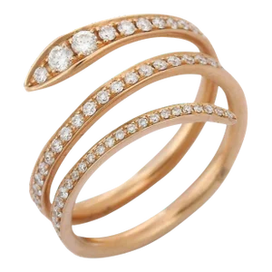 18k Gold Coiled Serpent Wrap Around Diamond Ring Size 7