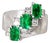 Late 20th Century Platinum Emerald Solitaire Diamond Accent Ring, Size 8 For Sale