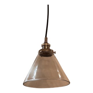 Restoration Hardware 20th C. Factory Filament Clear Glass Barn Pendant For Sale