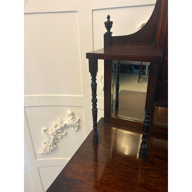 Antique Edwardian Satinwood Inlaid Mahogany Display Cabinet with Mirror Back, 1900 For Sale - Image 10 of 12