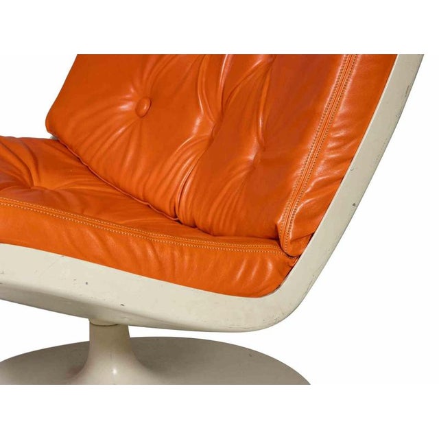 Geoffrey Harcourt Artifort F976 Chair in Orange Leather by Geoffrey Harcourt, Italy, 1970s For Sale - Image 4 of 9