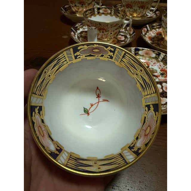 1960s Royal Crown Derby Imari Pattern Cups and Saucers by Stevenson & Hancock - Set of 10 For Sale - Image 11 of 18