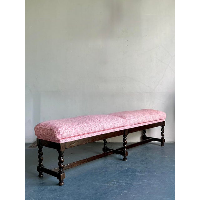 Vintage Boho Turned Wood Bench For Sale In West Palm - Image 6 of 7