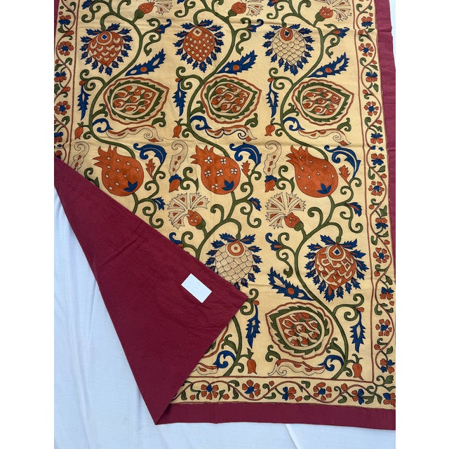 Vintage Handcrafted Floral Pomegranate Tapestry, 1980s For Sale - Image 3 of 4