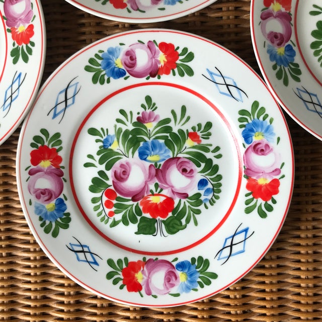 Vintage Hand Painted Folk Hungarian Hollohaza Porcelain Wall Plates Set of 4 Chairish