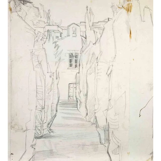 The Church is a Pencil Drawing realized by Reynold Arnould (Le Havre 1919 - Parigi 1980). Good condition on a white paper....