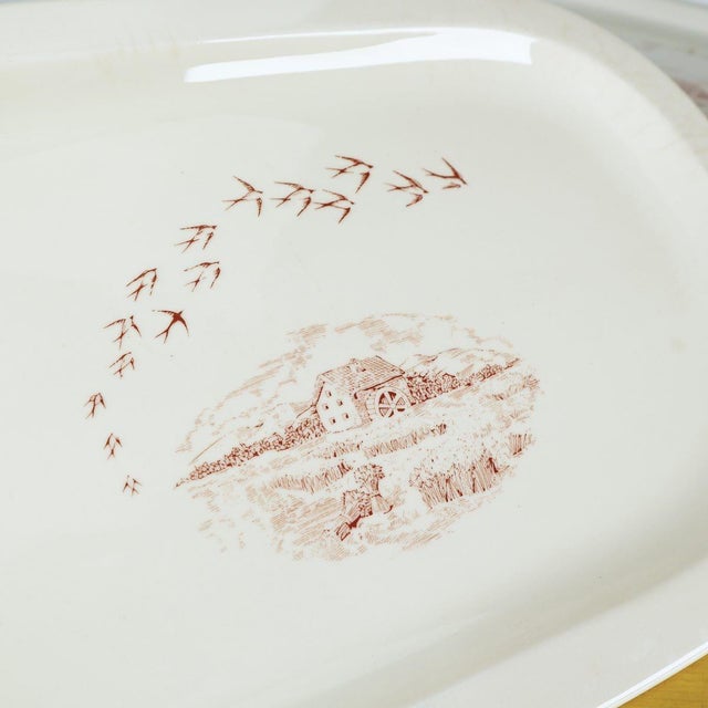 White Mill Ceramic Oval Plates, Set of 6, in Worn conditions. Designed 1980 to 1989 This piece is attributed to the...
