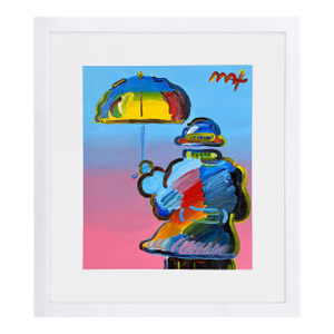 Peter Max, Umbrella Man #3, Unique Acrylic Painting on Paper, Hand Signed, 1990