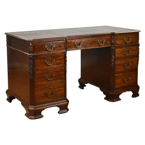 19th Century Chippendale Style English Pedestal Desk