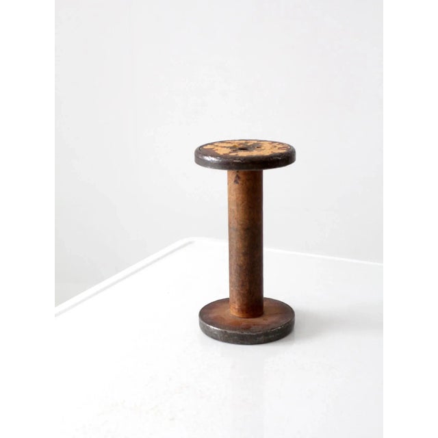 Wood Antique Industrial Wooden Spool For Sale - Image 7 of 10