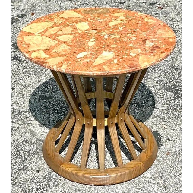 Vintage MCM Edward Wormley for Dunbar Terrazzo Top Side Table For Sale - Image 9 of 12