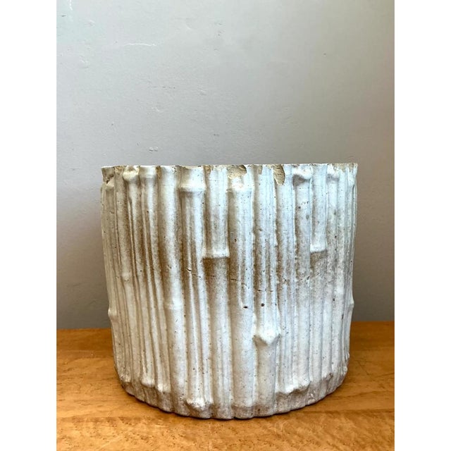 Vintage Faux Bamboo White Ceramic Pot For Sale In West Palm - Image 6 of 12
