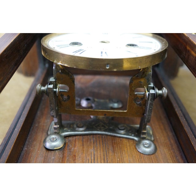 Antique German Junghans Vienna Mahogany Converted Battery Power Clock 31" For Sale - Image 18 of 18