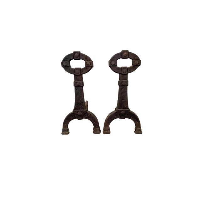 1920s Antique Mission Arts & Crafts Andirons For Sale - Image 5 of 11