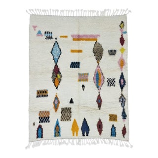 Handmade Tribal Azilal Moroccan Rug - 6.9 X 5.9 Ft For Sale