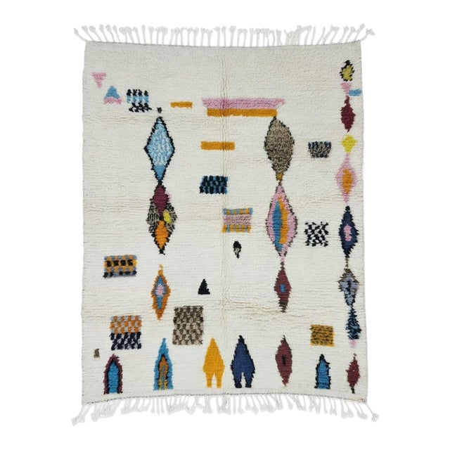Handmade Tribal Azilal Moroccan Rug - 6.9 X 5.9 Ft For Sale