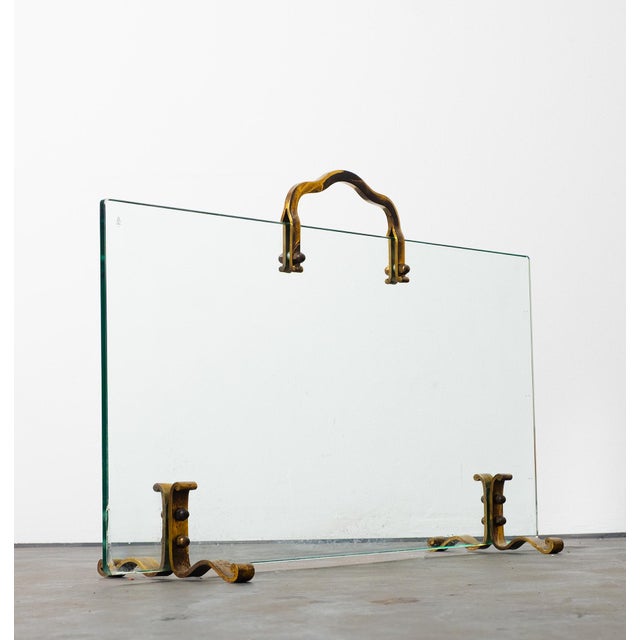 Glass and Brass Spark Guards, 1950s For Sale - Image 8 of 9