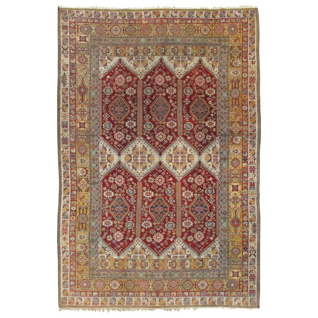 Antique Indian Agra Carpet, Indian Rugs, Oriental Rugs, Red, Gold, 5'10" x 9'8" For Sale - Image 14 of 14