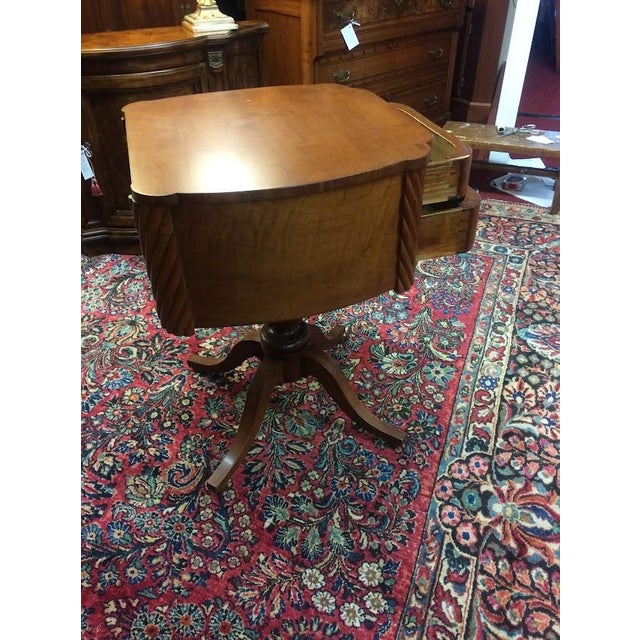 Brown Antique Cherry and Mahogany Two Drawer Table For Sale - Image 8 of 9