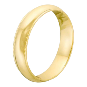 14 Karat Gold Wedding Band, Domed With Step-Down Edge 6 Grams
