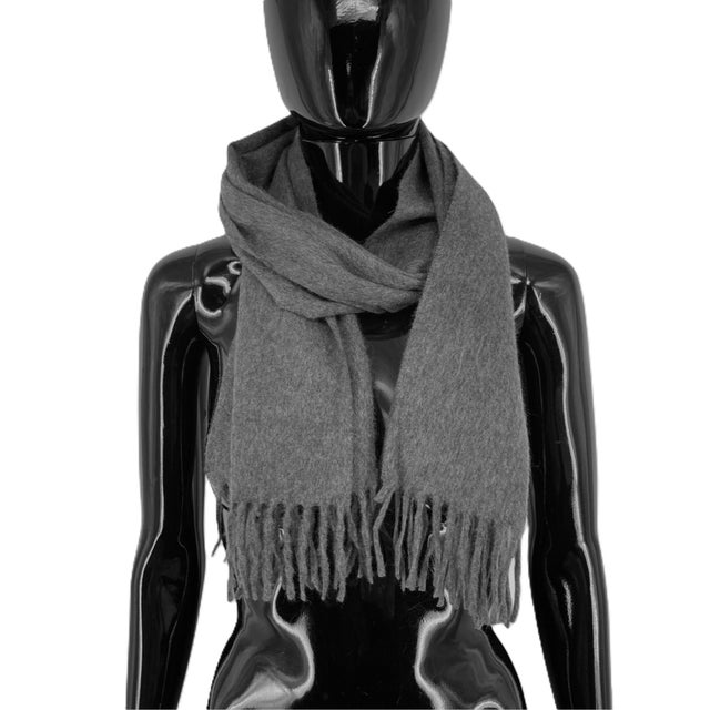 Loro Piana Loro Piana Dark Grey Solid 100% Cashmere Scarf For Sale - Image 4 of 10