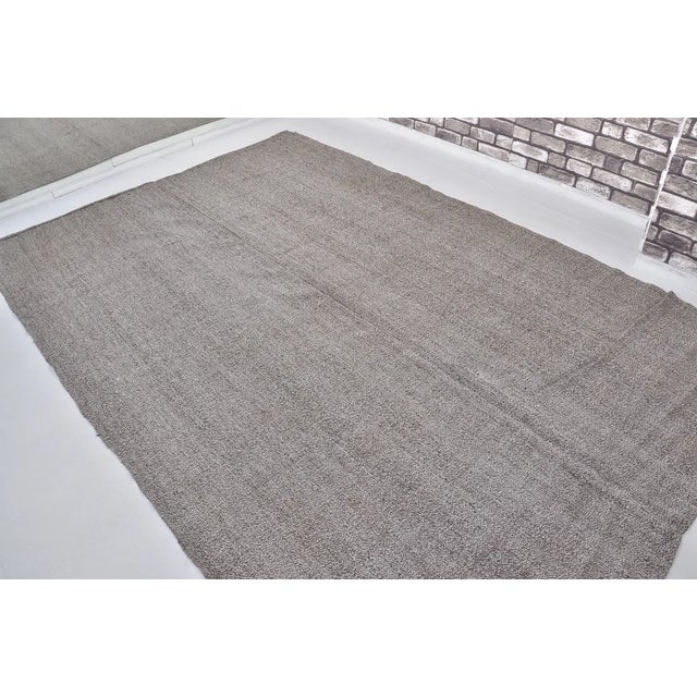 Greige Vintage Mid-Century Turkish Striped Kilim Rug With Muted Earth Tones For Sale - Image 8 of 10